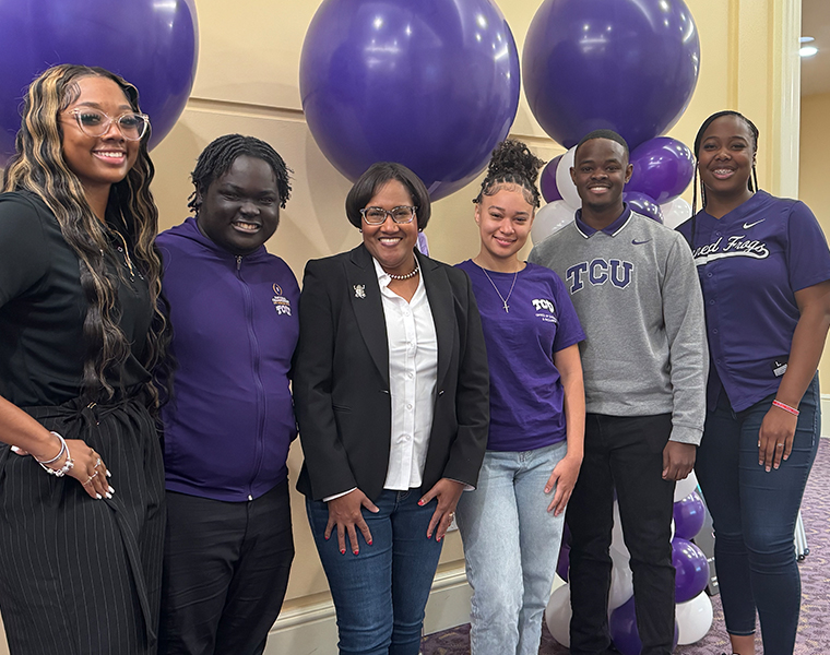 TCU students and Dean Watson at the leadership summit.